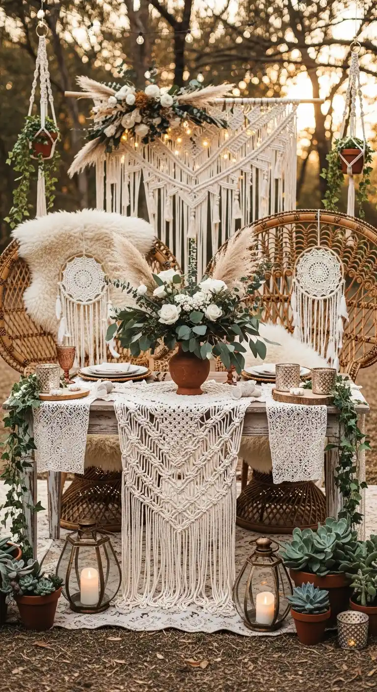 Wedding Boho Decor Ideas to Inspire: 23 Creative Styling Tips 14 12. Peacock Chair Sweetheart Table