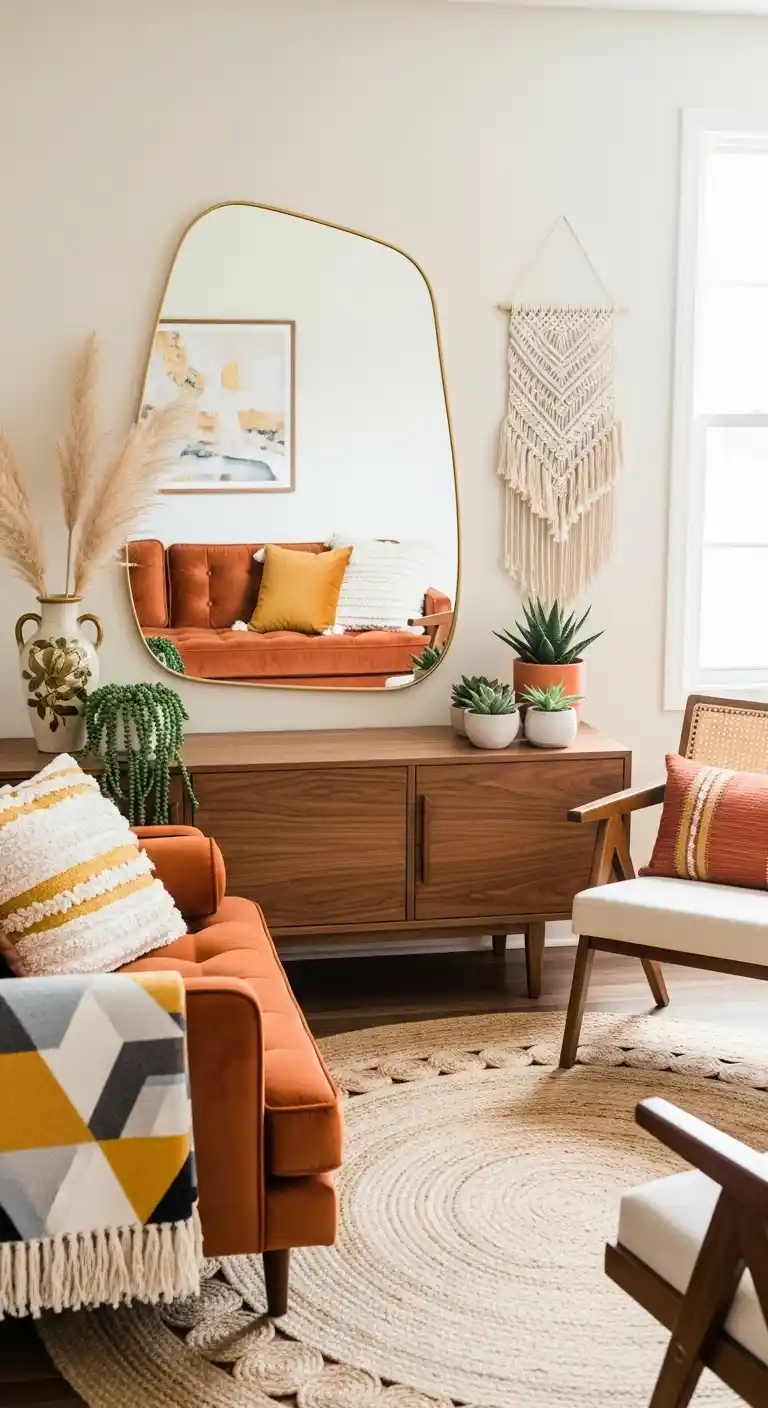 Chic Mid Century Modern Boho Home Decor Ideas to Try: 25 Stylish Tips 14 12. Statement Mirrors