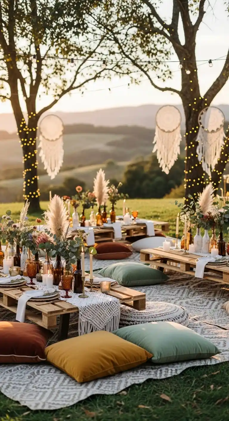 Wedding Boho Decor Ideas to Inspire: 23 Creative Styling Tips 15 13. Bohemian Picnic Reception