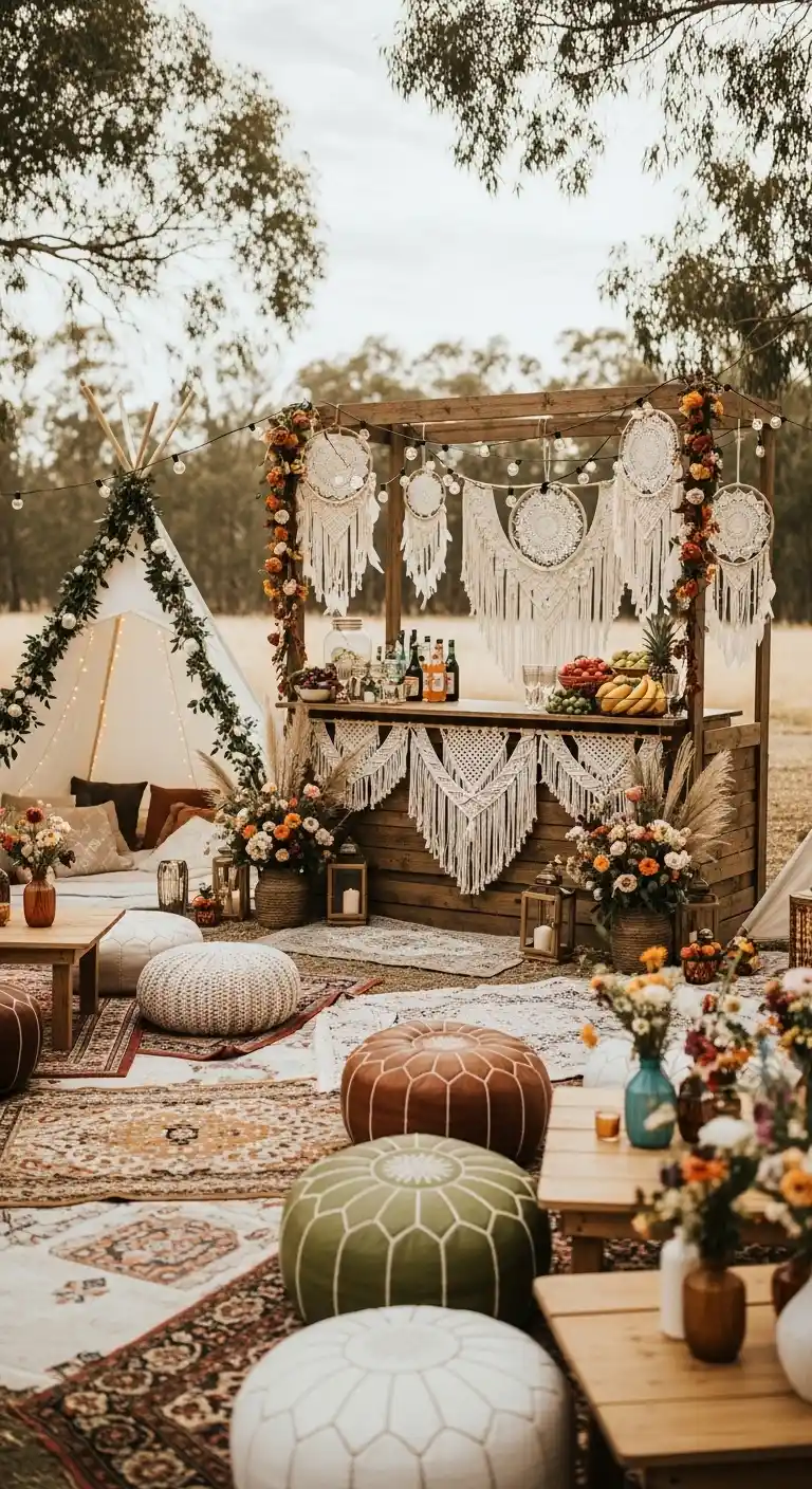 Wedding Boho Decor Ideas to Inspire: 23 Creative Styling Tips 17 15. Boho Bar Setup