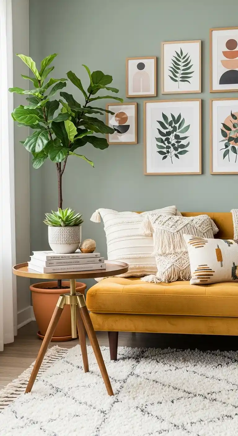 Chic Mid Century Modern Boho Home Decor Ideas to Try: 25 Stylish Tips 18 16. Brass and Wood Accent Tables