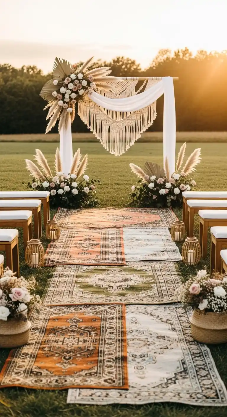 Wedding Boho Decor Ideas to Inspire: 23 Creative Styling Tips 20 18. Statement Ceremony Rugs