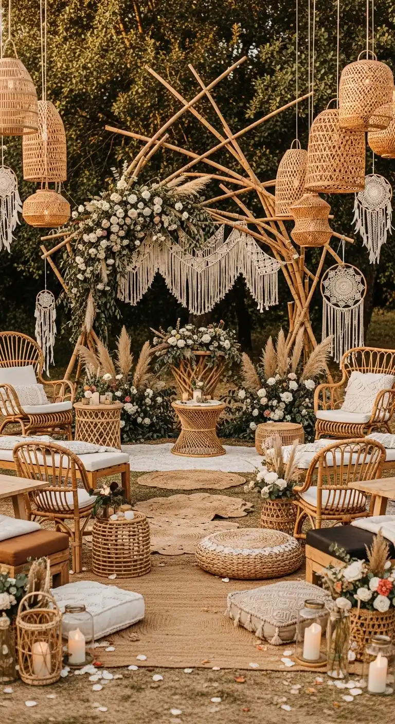 Wedding Boho Decor Ideas to Inspire: 23 Creative Styling Tips 21 19. Bamboo & Rattan Decor