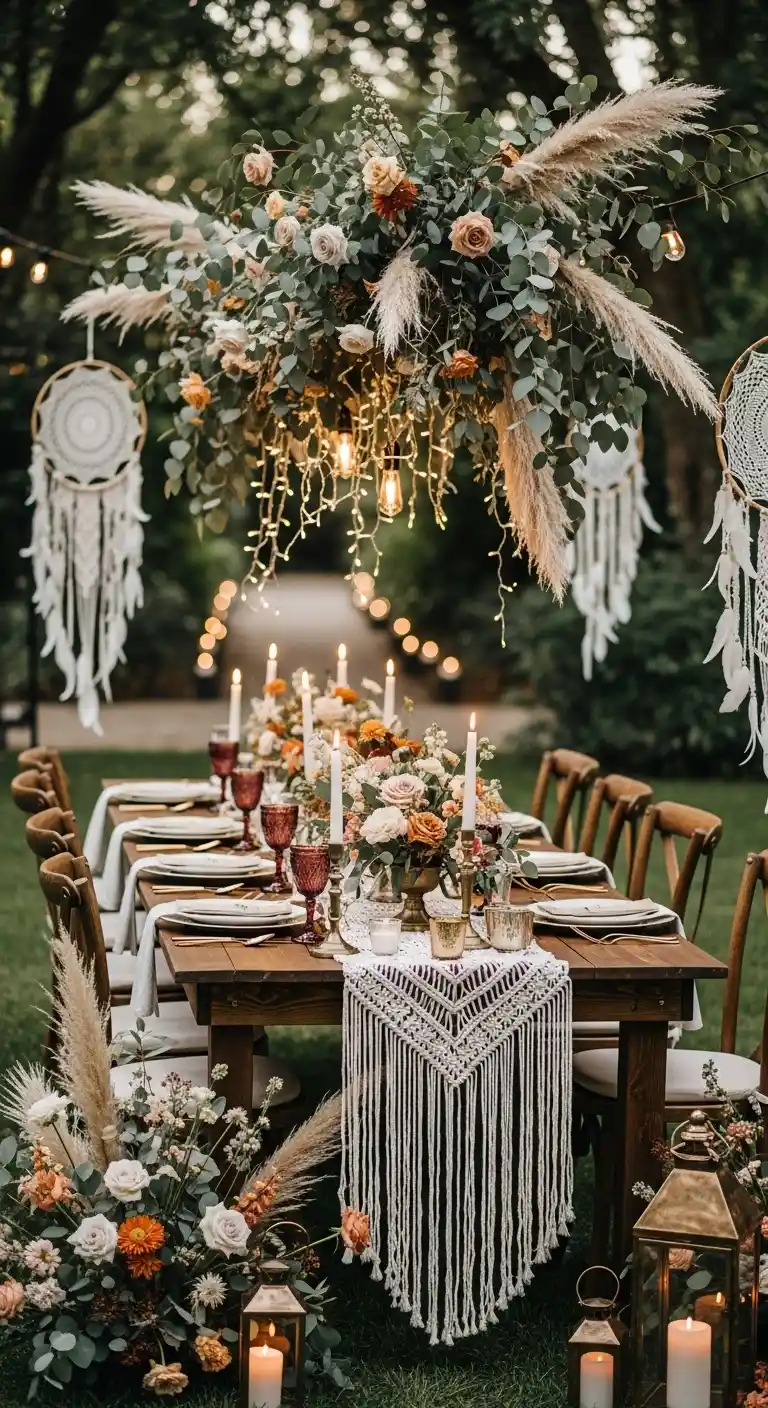 Wedding Boho Decor Ideas to Inspire: 23 Creative Styling Tips 22 20. Hanging Floral Installations