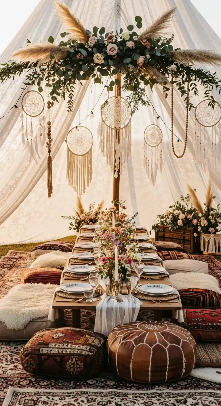 Wedding Boho Decor Ideas to Inspire: 23 Creative Styling Tips 24 22. Boho Canopy Tent