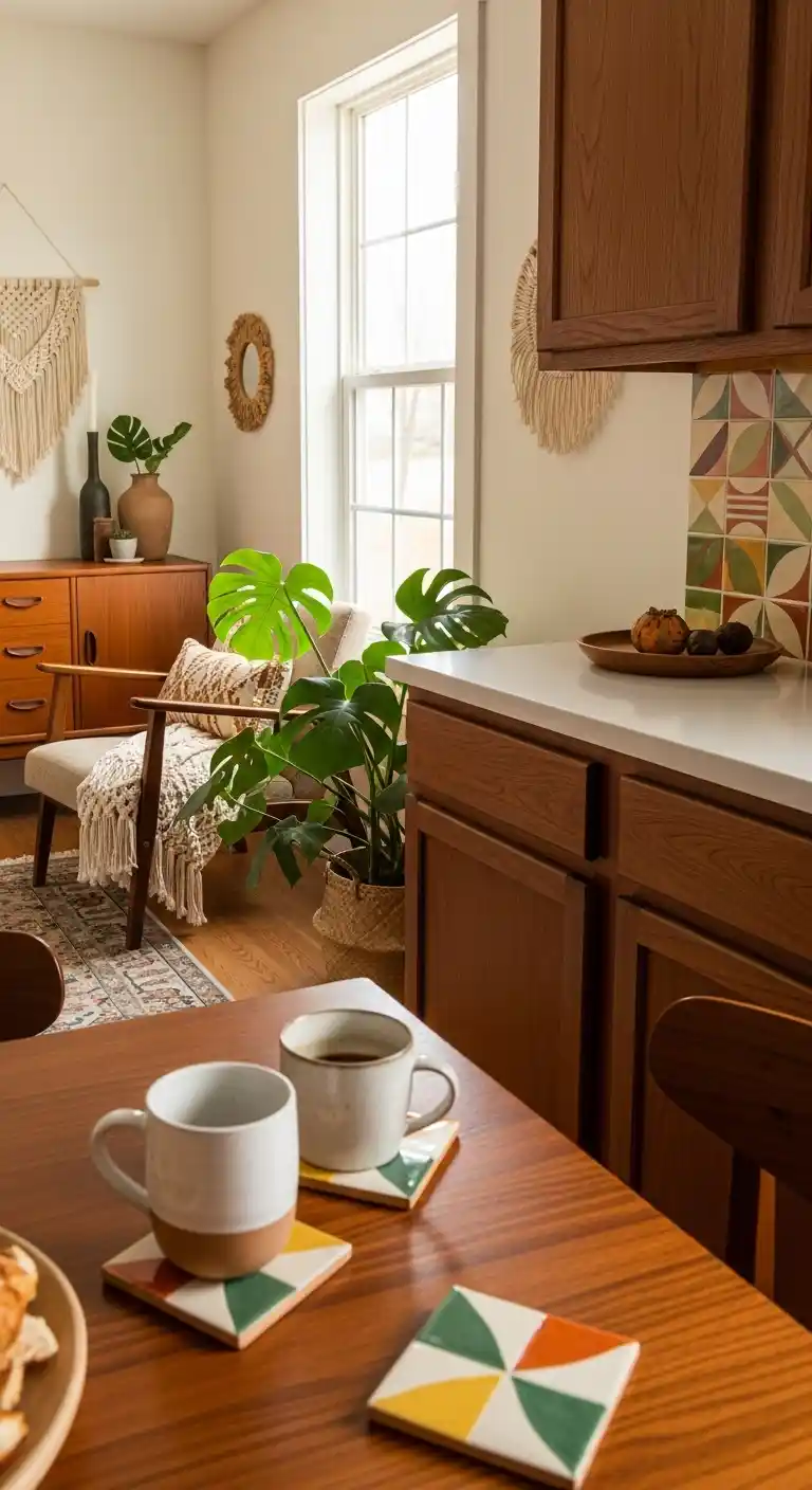 Chic Mid Century Modern Boho Home Decor Ideas to Try: 25 Stylish Tips 27 25. Handmade Ceramic Tiles as Backsplash or Coasters