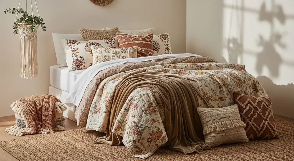 Boho Bedroom Layered Bedding Ideas: Using Textures, Throws, and Rugs for Cozy Style 3 Choosing the Right Textures for Your Bedding