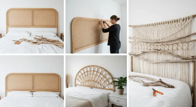 DIY boho rattan headboard alternatives
