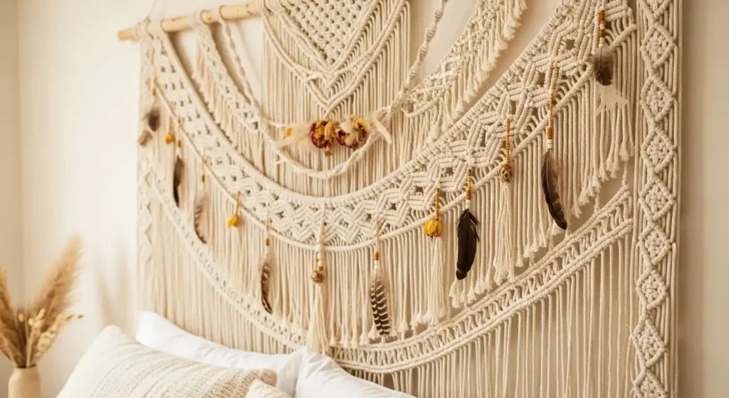 Boho Macramé Wall Hanging Headboards: Using Wall Hangings and Macramé for Headboards 2 boho macramé wall hanging headboards