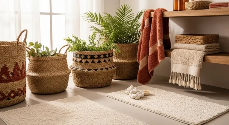 boho natural fiber bathroom decor