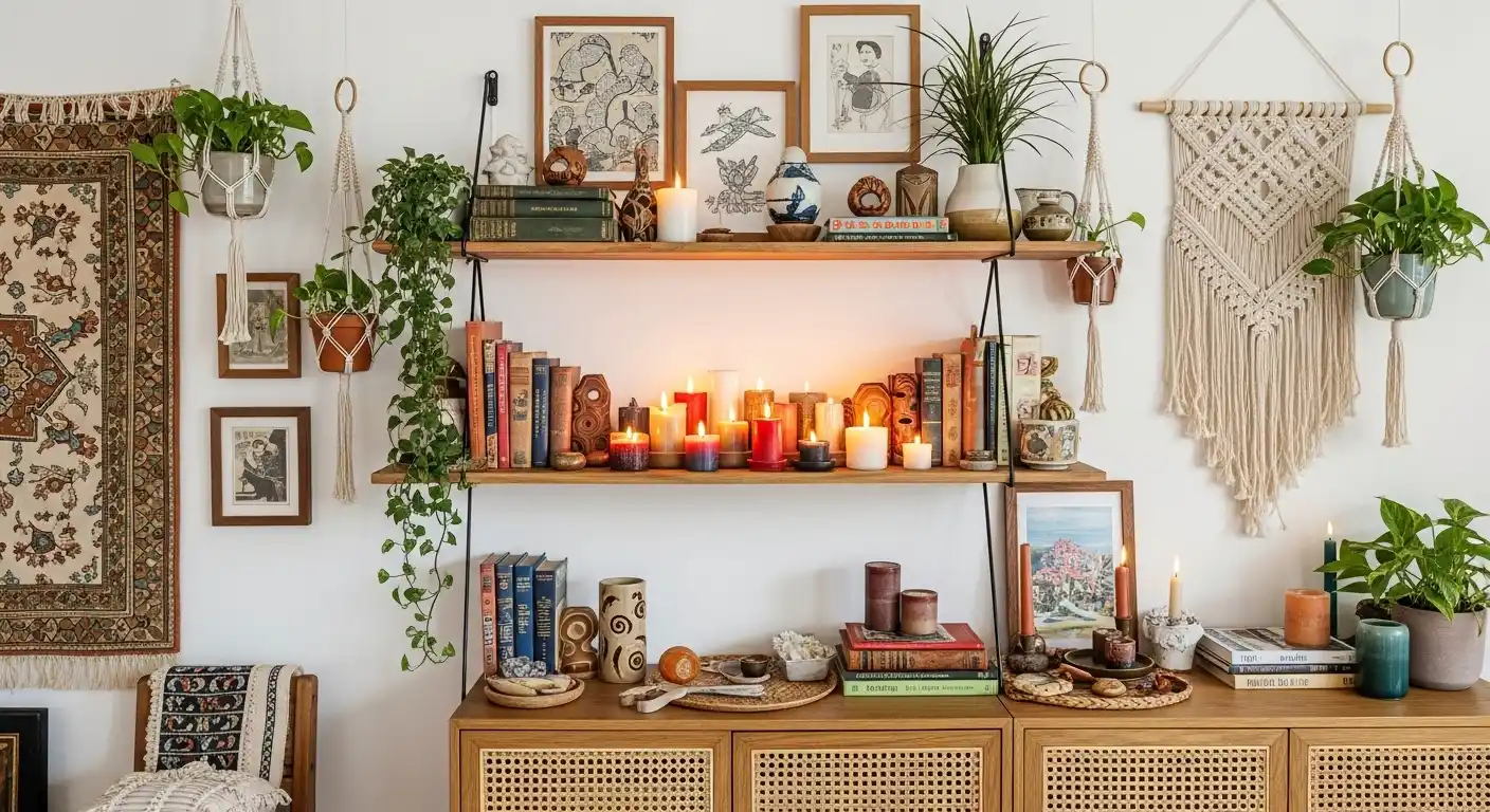 Boho Open Shelf Styling Ideas For Eclectic Global Decor