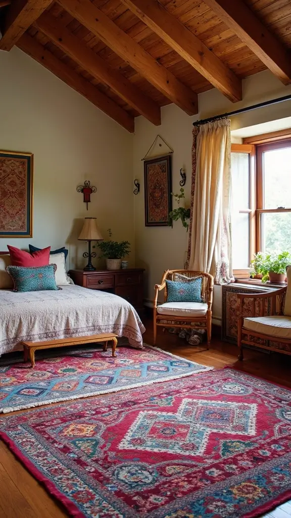 Boho Bedroom Decor Ideas: 21 Inspiring Ways to Bring Free-Spirited Style Home 9 Boho Bedroom Decor Ideas: 17 Inspiring Ways to Bring Free-Spirited Style Home - 7. Colorful Rugs