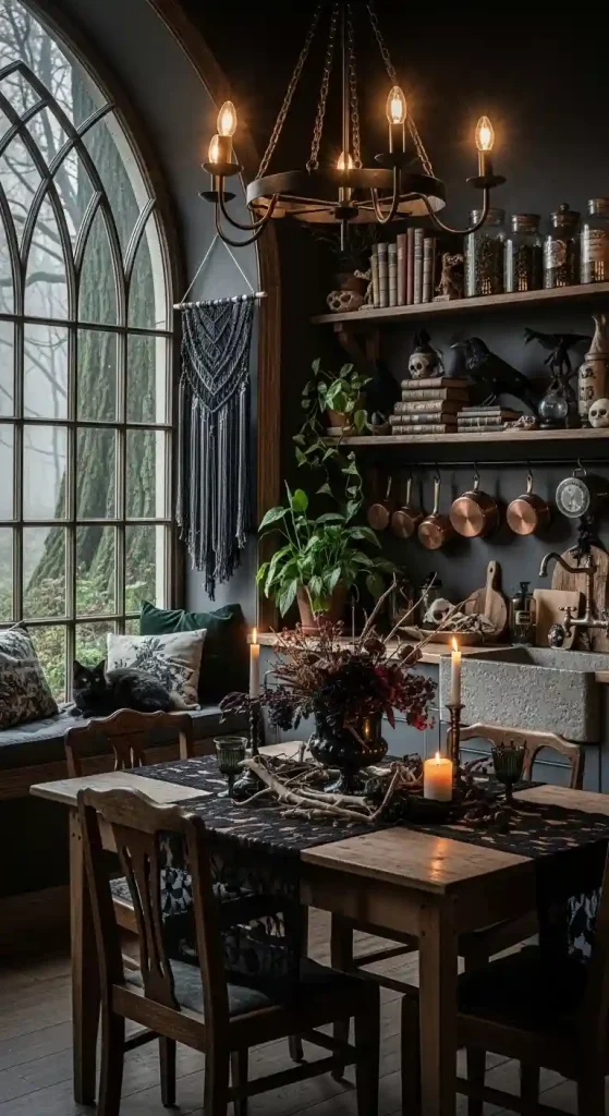 32 Stunning Boho Kitchen Goth Ideas for Dramatic Style 15 13. Gothic Arch Window Frames