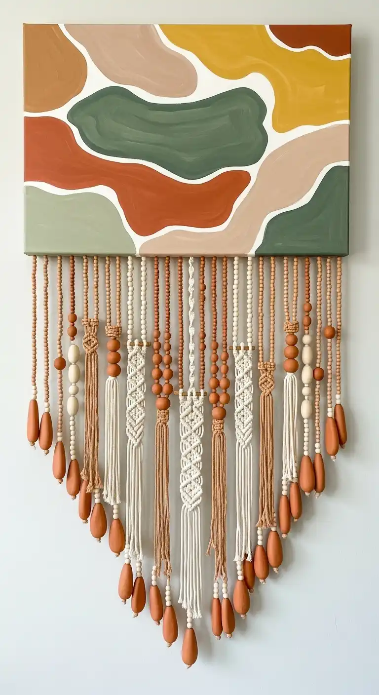 Inspiring Boho Abstract Wall Art Ideas for Your Home 17 15. Beaded Curtain Accent
