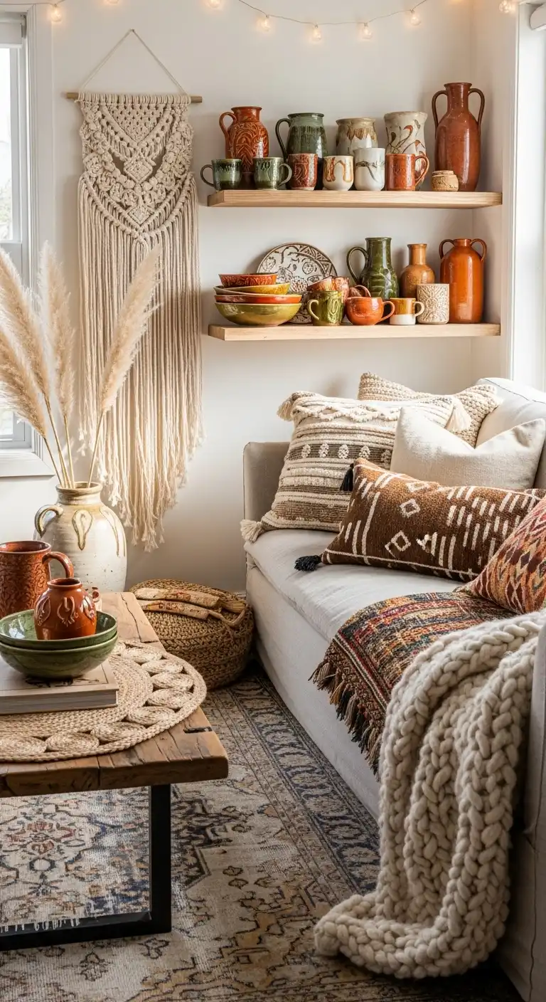 Boho and Rustic Decor Ideas to Create Cozy, Stylish Homes 17 15. Vintage Ceramics and Pottery