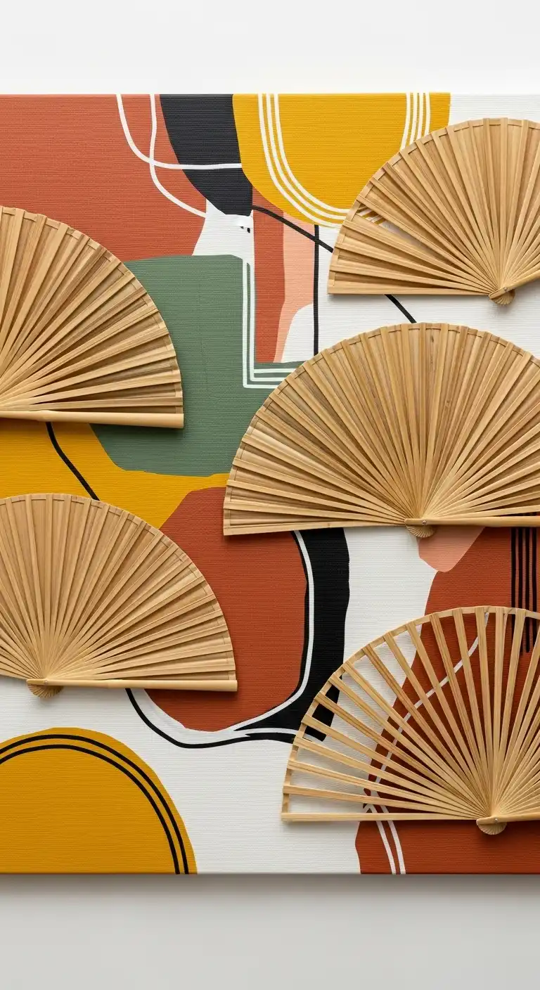 Inspiring Boho Abstract Wall Art Ideas for Your Home 18 16. Fan-Style Bamboo Decor