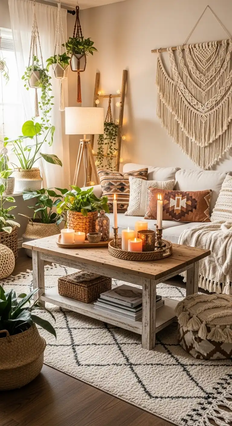 Boho and Rustic Decor Ideas to Create Cozy, Stylish Homes 19 17. Plants in Woven Baskets