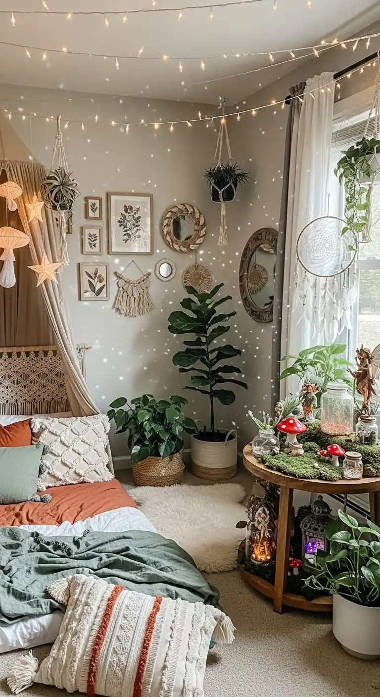 Cozy Boho Bedroom Ideas: 25 Warm and Inviting Styles You’ll Want to Copy 20 18. Whimsical Fairy Corners