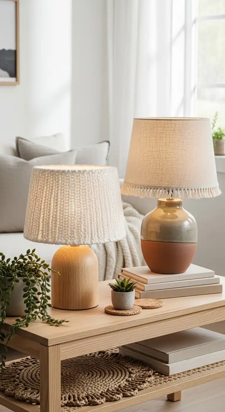 Scandinavian Boho Ideas to Create a Warm Minimalist Space 22 20. Textured Table Lamps