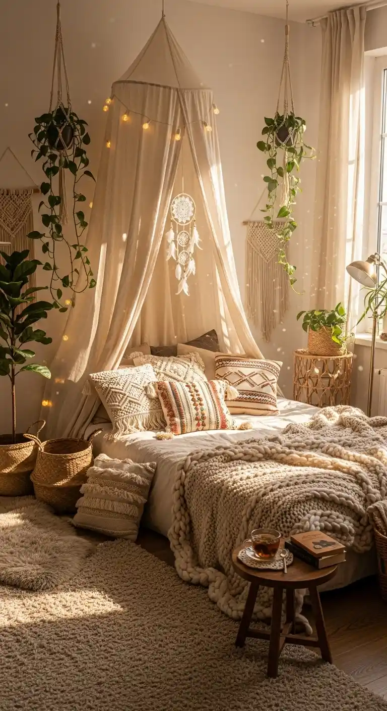 Cozy Boho Bedroom Ideas: 25 Warm and Inviting Styles You’ll Want to Copy 23 21. Canopy Comfort