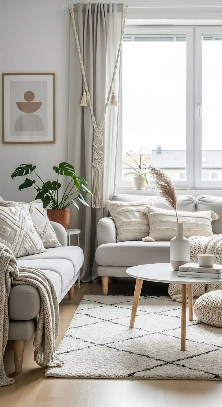 Scandinavian Boho Ideas to Create a Warm Minimalist Space 23 21. Macramé Curtain Tiebacks