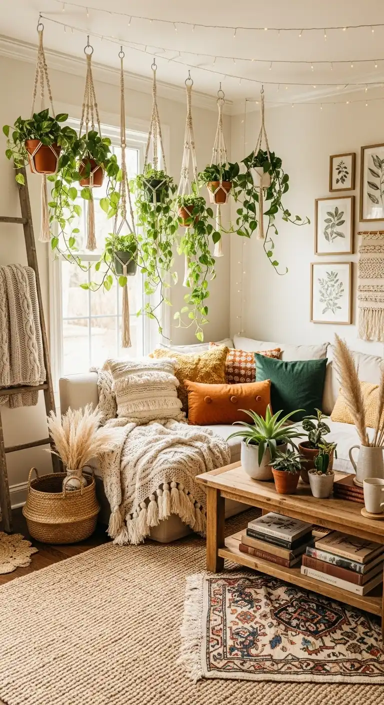 Boho and Rustic Decor Ideas to Create Cozy, Stylish Homes 23 21. Macramé Plant Hangers