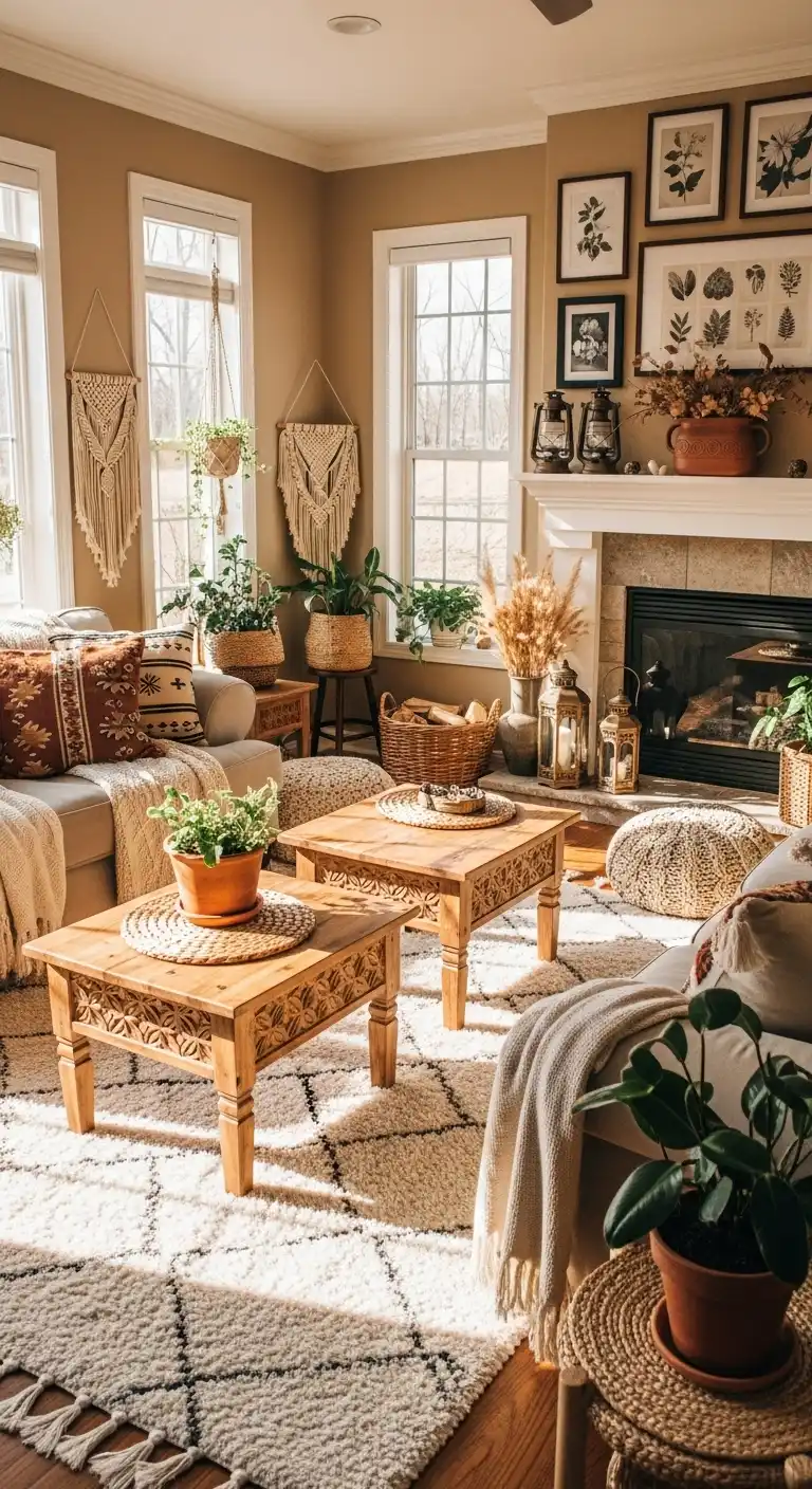 Boho and Rustic Decor Ideas to Create Cozy, Stylish Homes 24 22. Natural Wood Coffee Tables