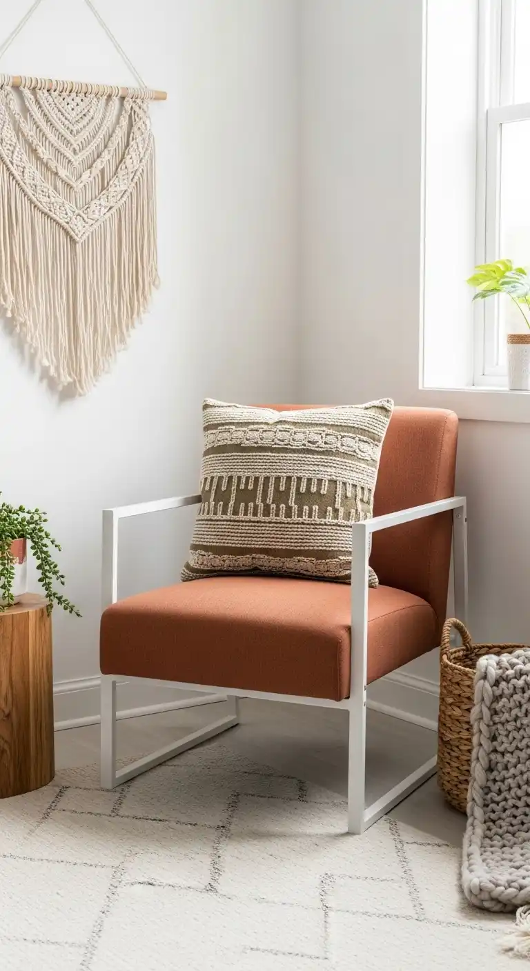 Scandinavian Boho Ideas to Create a Warm Minimalist Space 25 23. Earth-Tone Accent Chair