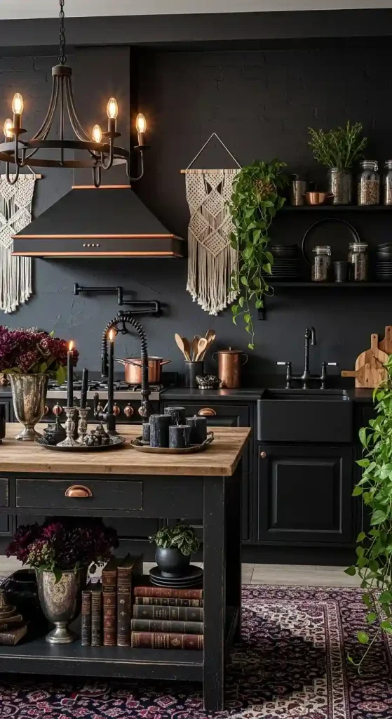 32 Stunning Boho Kitchen Goth Ideas for Dramatic Style 29 27. Blackened Copper Fixtures