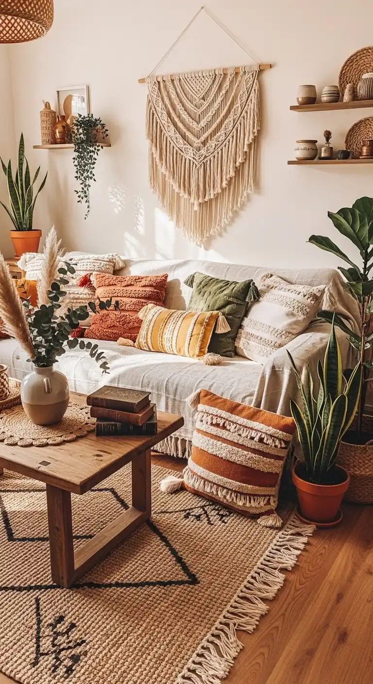 Boho and Rustic Decor Ideas to Create Cozy, Stylish Homes 29 27. Textured Throw Pillows