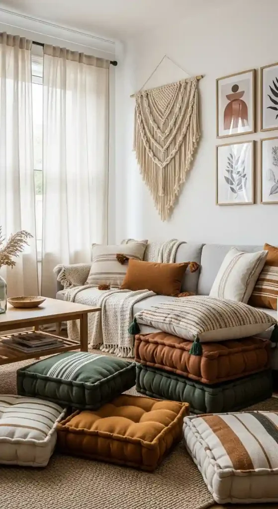 37 Boho Living Room Earthy Tones Ideas to Create Cozy Natural Vibes 28 28. Mix Earthy Colors with Soft Neutrals