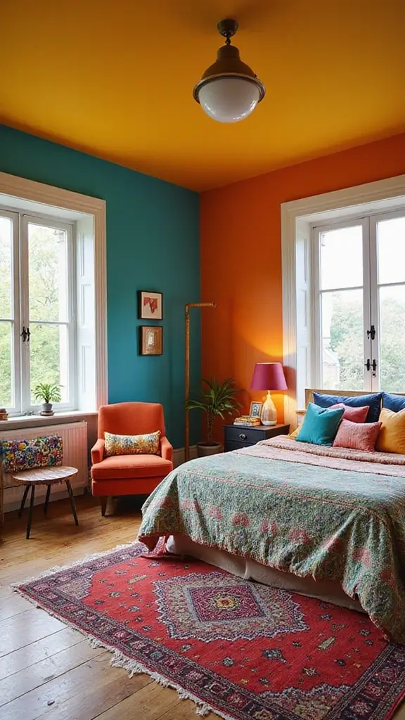 Colorful Boho Bedroom Ideas: 28 Playful Designs Bursting with Personality 15 Colorful Boho Bedroom Ideas: 28 Playful Designs Bursting with Personality - 13. Bold Color Blocking