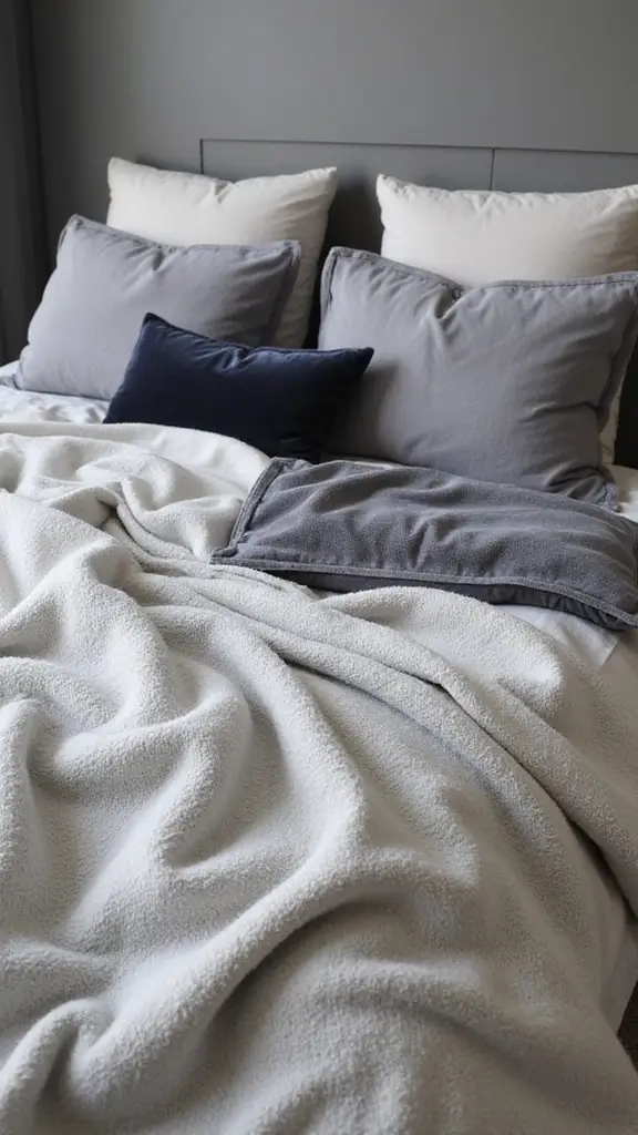 Grey Boho Bedroom Ideas: 29 Chic Neutrals with a Touch of Bohemian Flair 2 Grey Boho Bedroom Ideas: 29 Chic Neutrals with a Touch of Bohemian Flair - 1. Layered Textiles for Cozy Comfort