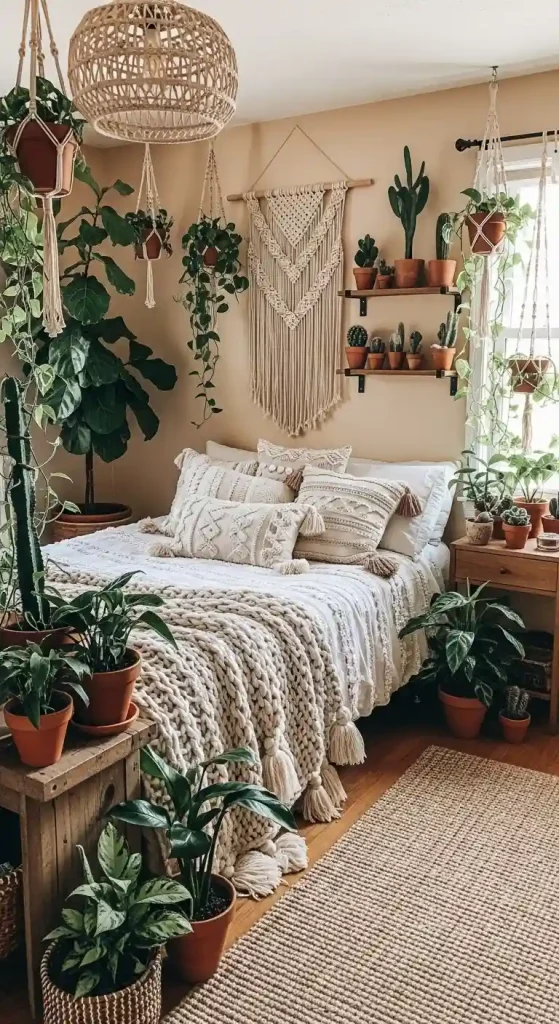 Cozy Boho Bedroom Ideas: 25 Warm and Inviting Styles You’ll Want to Copy 5 3. Indoor Plants Galore