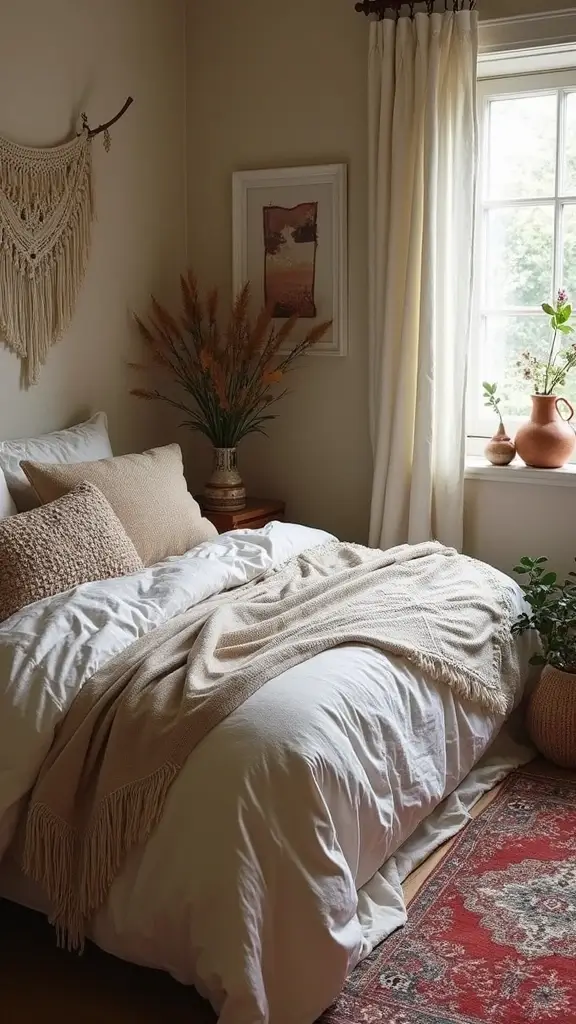 29 Small Boho Bedroom Ideas to Maximize Space in Style - 27. Textured Bedding