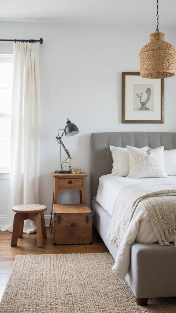 Grey Boho Bedroom Ideas: 29 Chic Neutrals with a Touch of Bohemian Flair 28 Grey Boho Bedroom Ideas: 29 Chic Neutrals with a Touch of Bohemian Flair - 27. Unique Nightstands