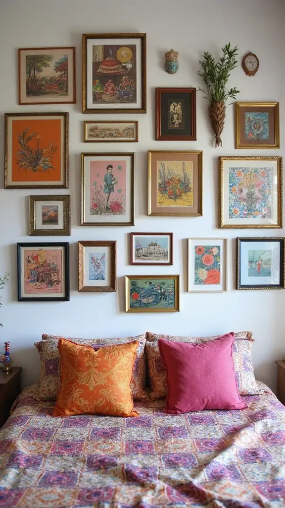 Colorful Boho Bedroom Ideas: 28 Playful Designs Bursting with Personality 4 Colorful Boho Bedroom Ideas: 28 Playful Designs Bursting with Personality - 2. Eclectic Gallery Walls