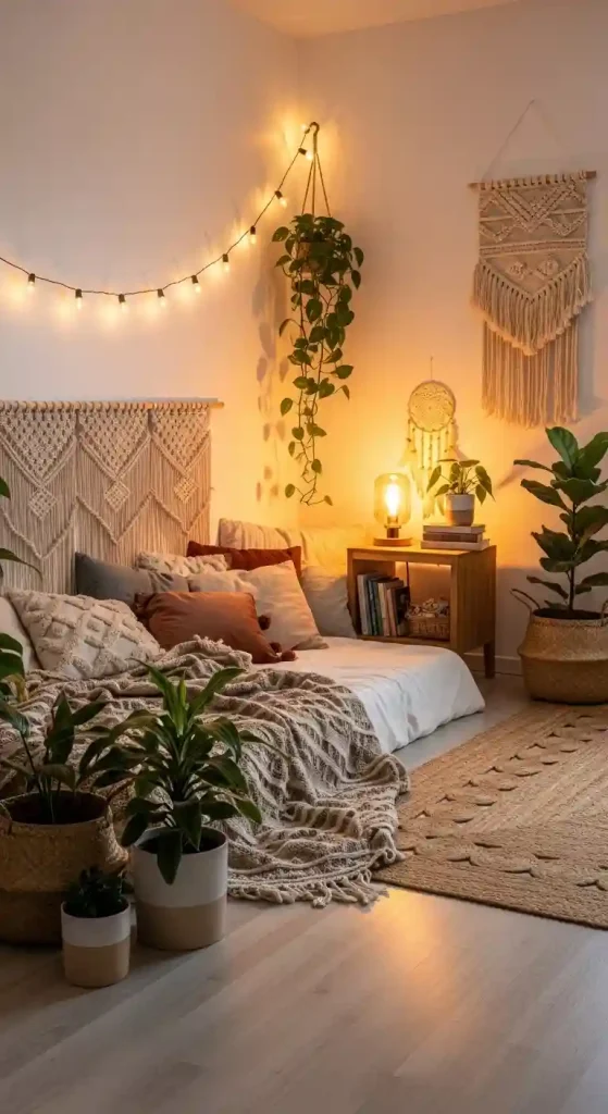 Cozy Boho Bedroom Ideas: 25 Warm and Inviting Styles You’ll Want to Copy 7 5. Soft Lighting for Ambiance