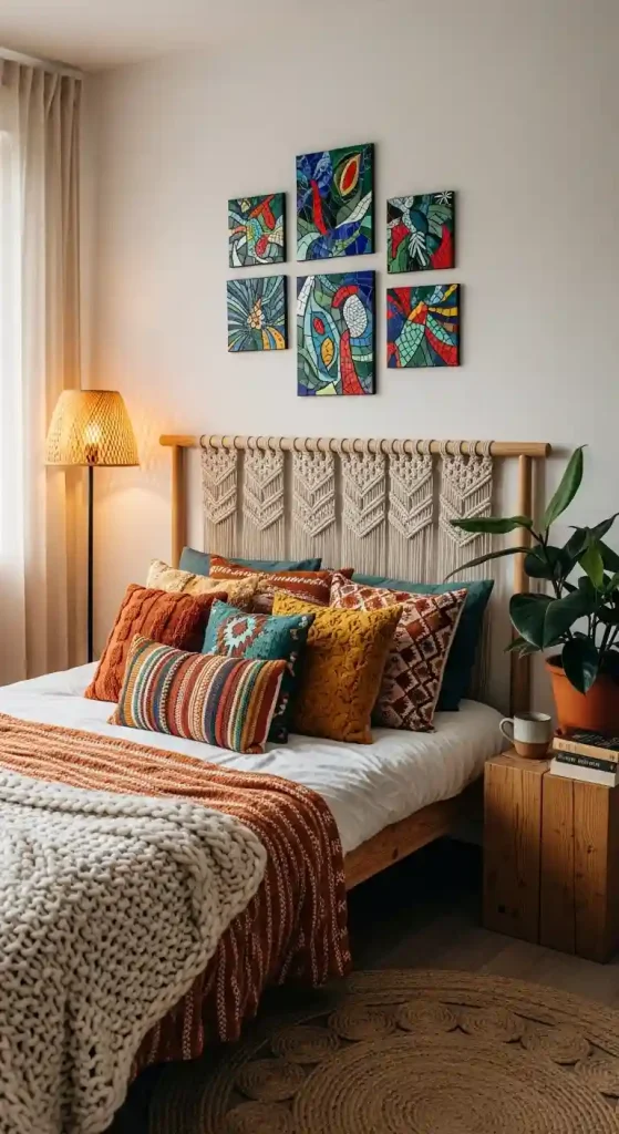 Cozy Boho Bedroom Ideas: 25 Warm and Inviting Styles You’ll Want to Copy 8 6. Mosaic Accents for a Pop of Color