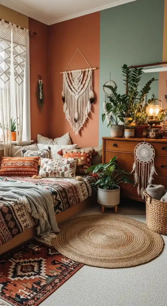 6. Paint Walls in Earth Tones for a Bohemian Feel