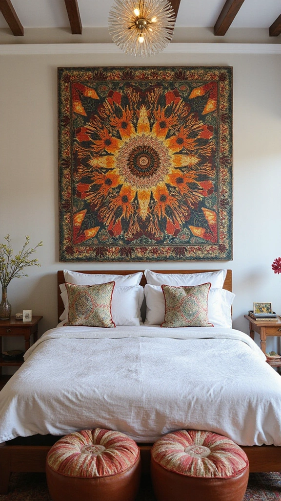 Boho Bedroom Decor Ideas: 21 Inspiring Ways to Bring Free-Spirited Style Home 11 Boho Bedroom Decor Ideas: 17 Inspiring Ways to Bring Free-Spirited Style Home - 9. Statement Art Pieces
