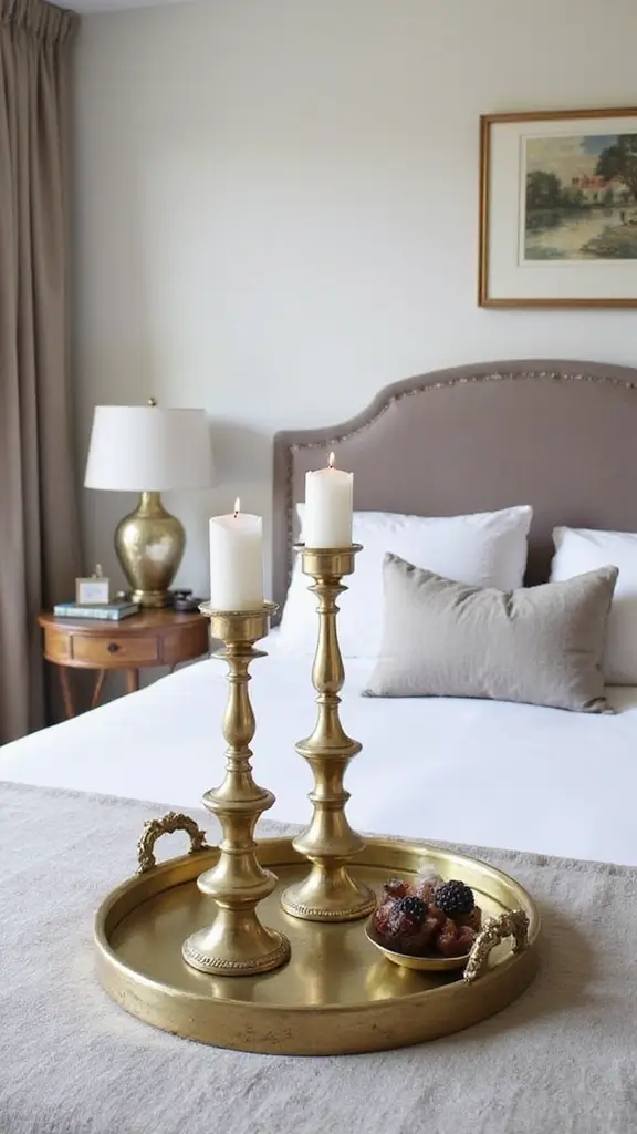 Grey Boho Bedroom Ideas: 29 Chic Neutrals with a Touch of Bohemian Flair 19 Grey Boho Bedroom Ideas: 29 Chic Neutrals with a Touch of Bohemian Flair - 18. Incorporating Metallic Accents