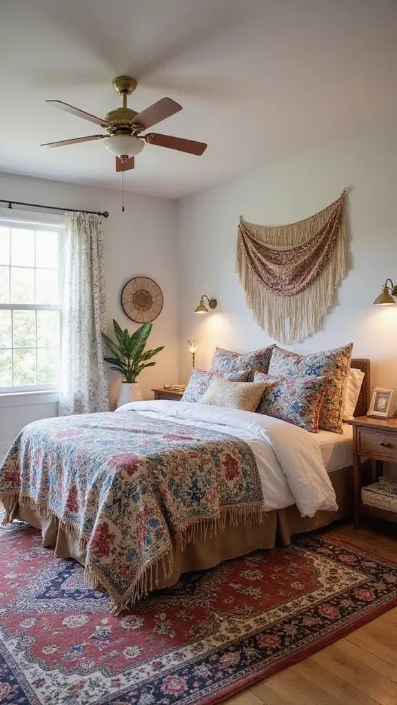 Colorful Boho Bedroom Ideas: 28 Playful Designs Bursting with Personality 26 Colorful Boho Bedroom Ideas: 28 Playful Designs Bursting with Personality - 24. Mixing Patterns Creatively