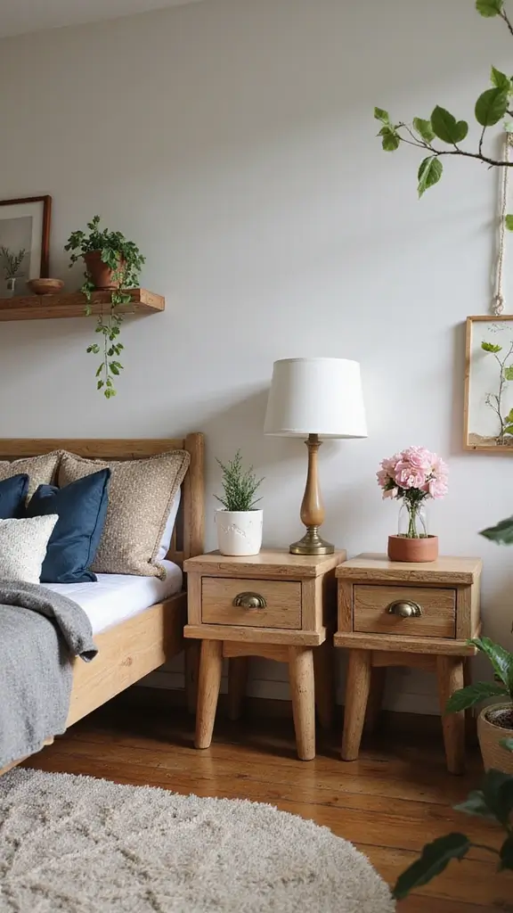 29 Small Boho Bedroom Ideas to Maximize Space in Style - 22. Unique Nightstands
