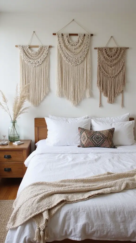 Grey Boho Bedroom Ideas: 29 Chic Neutrals with a Touch of Bohemian Flair 13 Grey Boho Bedroom Ideas: 29 Chic Neutrals with a Touch of Bohemian Flair - 12. Macramé and Woven Textiles