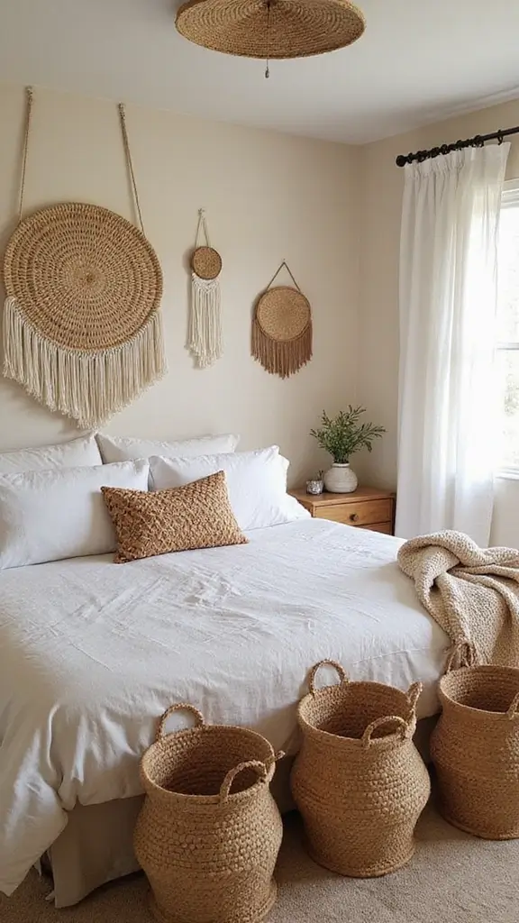 35 Modern Boho Bedroom Ideas for a Fresh, Trendy Look 8 35 Modern Boho Bedroom Ideas for a Fresh, Trendy Look - 6. Woven Accents