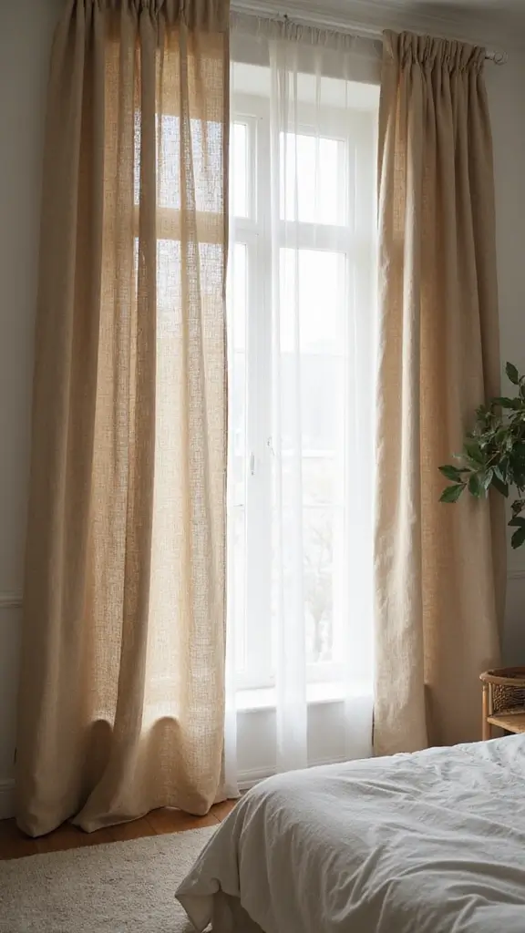 Grey Boho Bedroom Ideas: 29 Chic Neutrals with a Touch of Bohemian Flair 17 Grey Boho Bedroom Ideas: 29 Chic Neutrals with a Touch of Bohemian Flair - 16. Textured Curtains