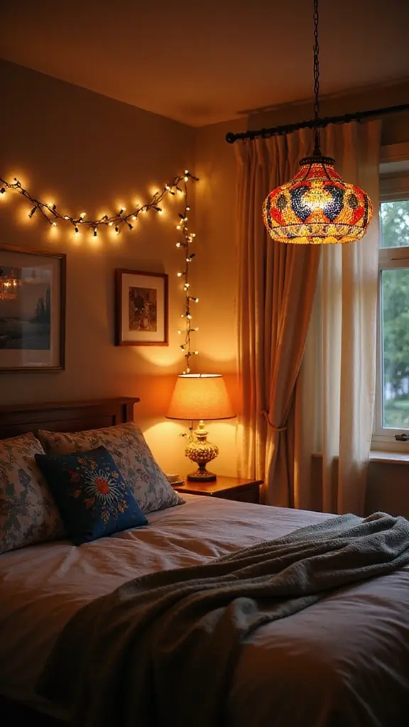 35 Modern Boho Bedroom Ideas for a Fresh, Trendy Look 10 35 Modern Boho Bedroom Ideas for a Fresh, Trendy Look - 8. Artistic Lighting