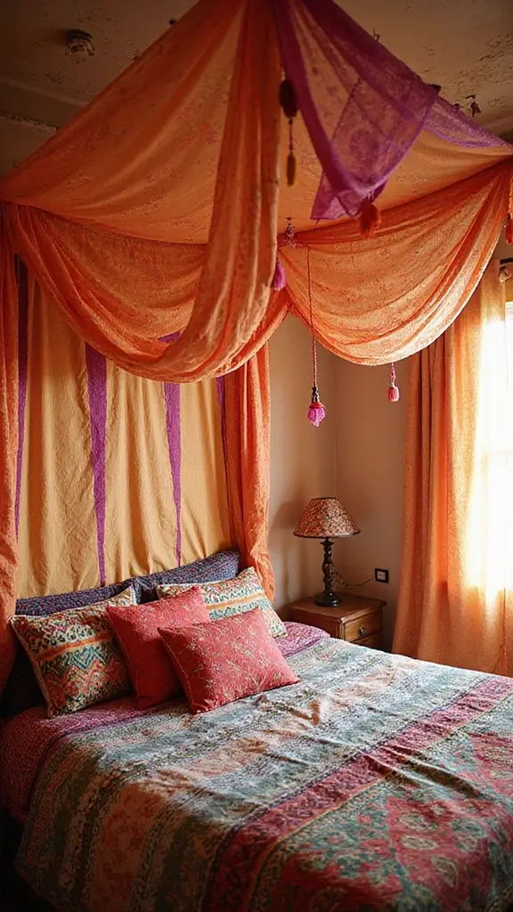 Colorful Boho Bedroom Ideas: 28 Playful Designs Bursting with Personality 12 Colorful Boho Bedroom Ideas: 28 Playful Designs Bursting with Personality - 10. Colorful Bed Canopies