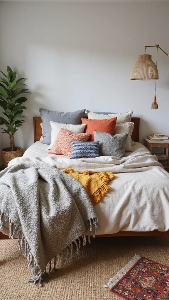 35 Modern Boho Bedroom Ideas for a Fresh, Trendy Look 4 35 Modern Boho Bedroom Ideas for a Fresh, Trendy Look - 2. Layered Textiles